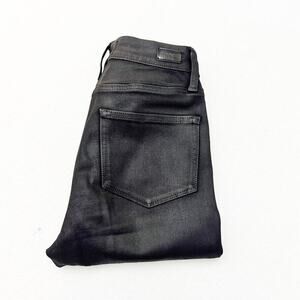 Paige Cindy Straight Leg Denim Jeans Black Coated Pants Size 27